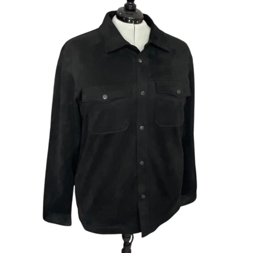 Frye Faux Suede Black Snap Jacket/Shacket Size XL Western Versatile Western goth